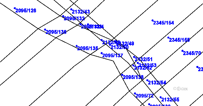 Parcela st. 2095/137 v KÚ Jezeřany, Katastrální mapa