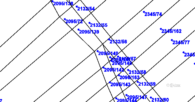 Parcela st. 2095/140 v KÚ Jezeřany, Katastrální mapa