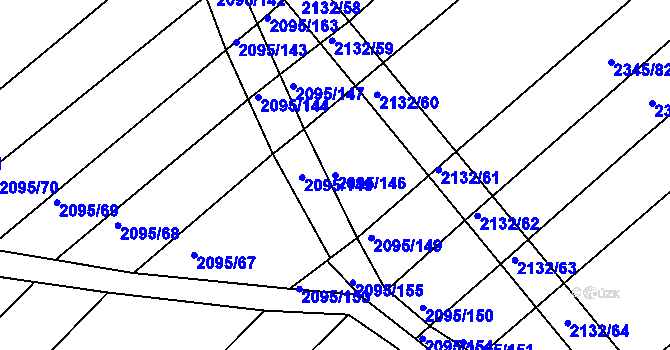 Parcela st. 2095/146 v KÚ Jezeřany, Katastrální mapa