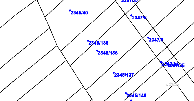 Parcela st. 2345/136 v KÚ Jezeřany, Katastrální mapa