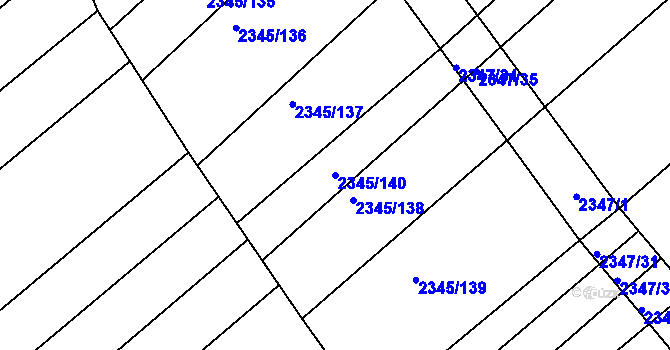 Parcela st. 2345/140 v KÚ Jezeřany, Katastrální mapa