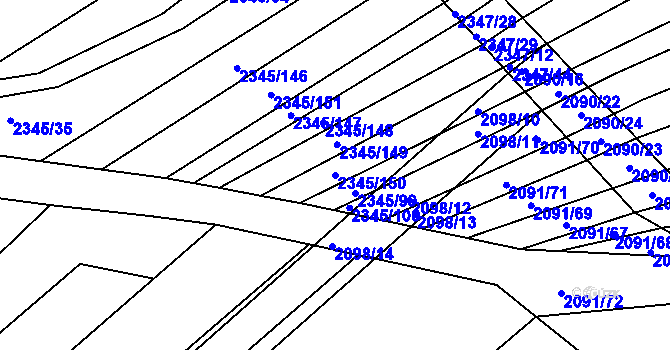 Parcela st. 2345/150 v KÚ Jezeřany, Katastrální mapa