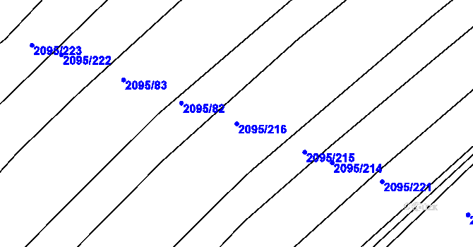 Parcela st. 2095/216 v KÚ Jezeřany, Katastrální mapa