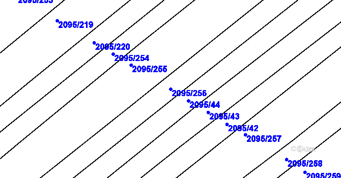 Parcela st. 2095/256 v KÚ Jezeřany, Katastrální mapa