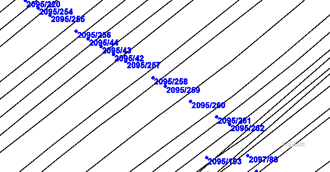 Parcela st. 2095/259 v KÚ Jezeřany, Katastrální mapa