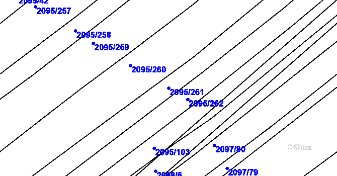 Parcela st. 2095/261 v KÚ Jezeřany, Katastrální mapa