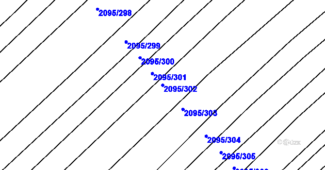 Parcela st. 2095/302 v KÚ Jezeřany, Katastrální mapa