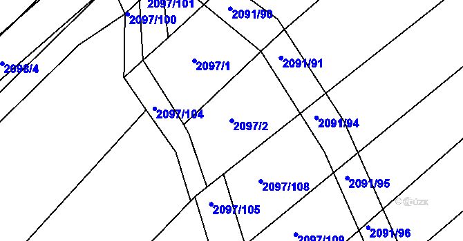 Parcela st. 2097/2 v KÚ Jezeřany, Katastrální mapa