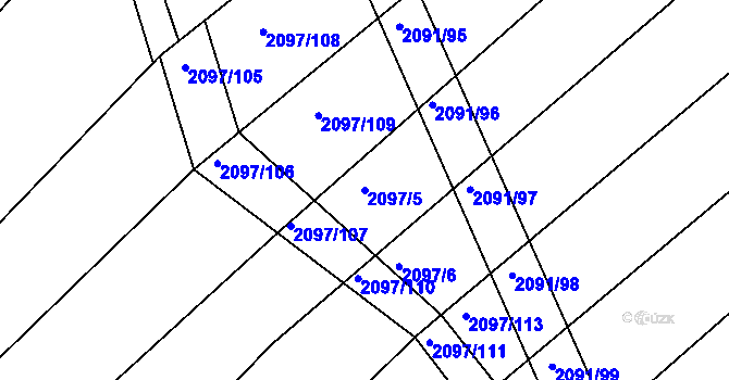 Parcela st. 2097/5 v KÚ Jezeřany, Katastrální mapa