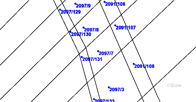 Parcela st. 2097/7 v KÚ Jezeřany, Katastrální mapa