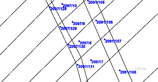 Parcela st. 2097/8 v KÚ Jezeřany, Katastrální mapa