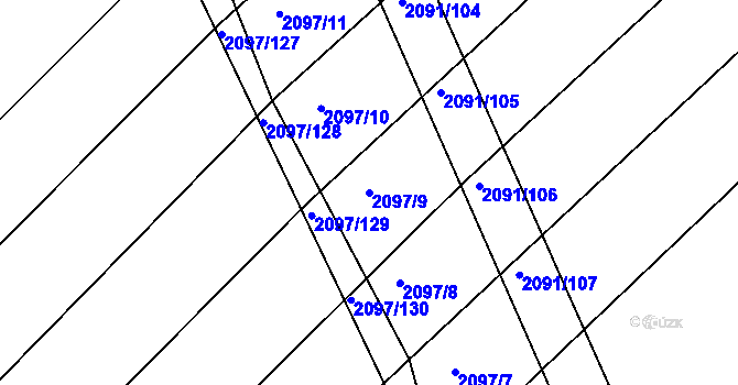Parcela st. 2097/9 v KÚ Jezeřany, Katastrální mapa