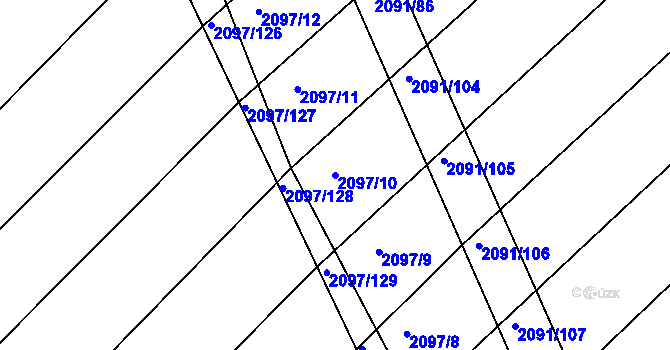 Parcela st. 2097/10 v KÚ Jezeřany, Katastrální mapa