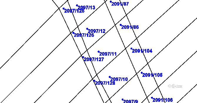 Parcela st. 2097/11 v KÚ Jezeřany, Katastrální mapa