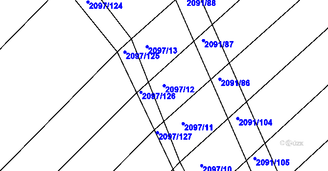 Parcela st. 2097/12 v KÚ Jezeřany, Katastrální mapa