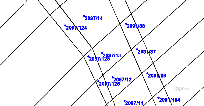 Parcela st. 2097/13 v KÚ Jezeřany, Katastrální mapa