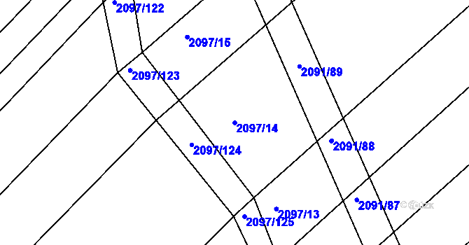 Parcela st. 2097/14 v KÚ Jezeřany, Katastrální mapa