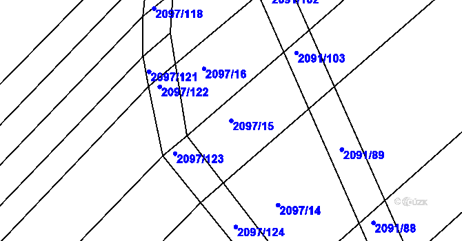 Parcela st. 2097/15 v KÚ Jezeřany, Katastrální mapa