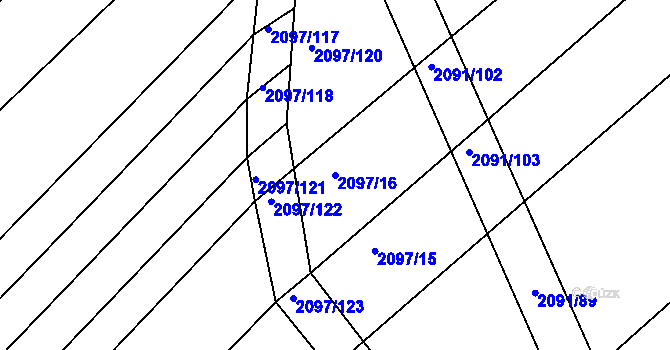 Parcela st. 2097/16 v KÚ Jezeřany, Katastrální mapa