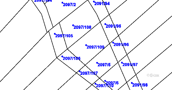 Parcela st. 2097/109 v KÚ Jezeřany, Katastrální mapa