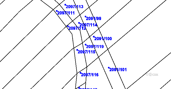 Parcela st. 2097/119 v KÚ Jezeřany, Katastrální mapa