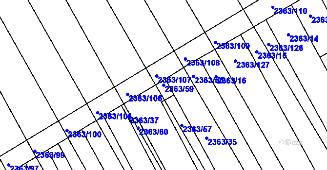 Parcela st. 2363/59 v KÚ Jezeřany, Katastrální mapa