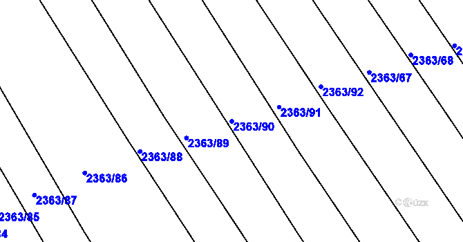 Parcela st. 2363/90 v KÚ Jezeřany, Katastrální mapa