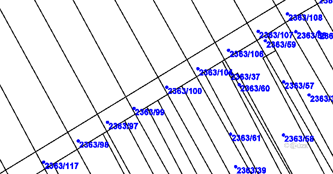 Parcela st. 2363/100 v KÚ Jezeřany, Katastrální mapa