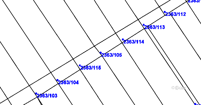 Parcela st. 2363/105 v KÚ Jezeřany, Katastrální mapa