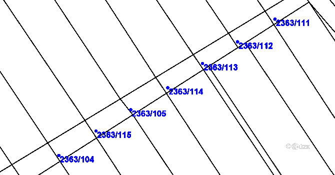 Parcela st. 2363/114 v KÚ Jezeřany, Katastrální mapa