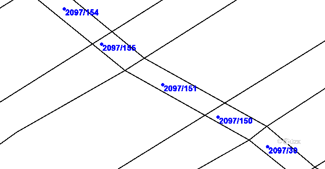 Parcela st. 2097/151 v KÚ Jezeřany, Katastrální mapa