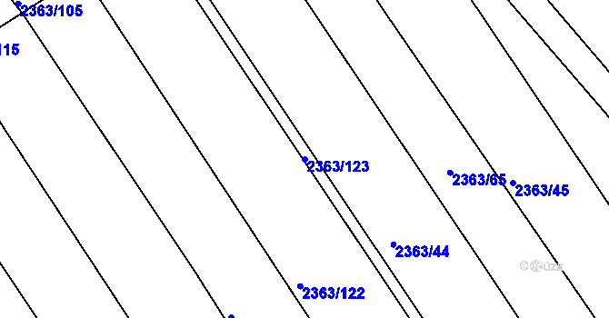 Parcela st. 2363/123 v KÚ Jezeřany, Katastrální mapa