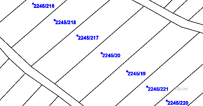 Parcela st. 2245/20 v KÚ Jezeřany, Katastrální mapa
