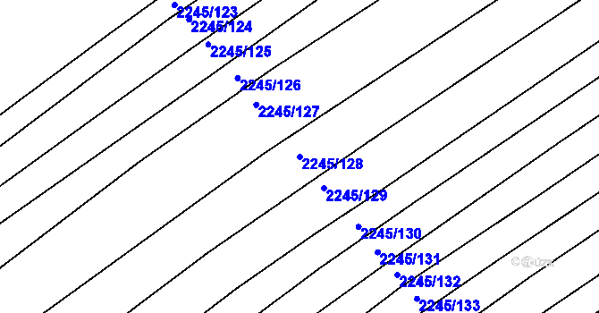 Parcela st. 2245/128 v KÚ Jezeřany, Katastrální mapa