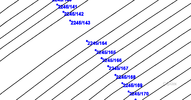 Parcela st. 2245/165 v KÚ Jezeřany, Katastrální mapa
