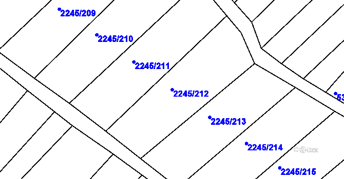 Parcela st. 2245/212 v KÚ Jezeřany, Katastrální mapa