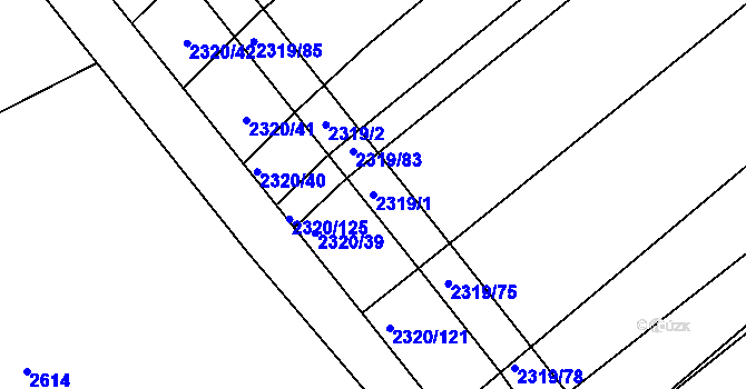 Parcela st. 2319/1 v KÚ Jezeřany, Katastrální mapa