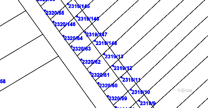 Parcela st. 2319/13 v KÚ Jezeřany, Katastrální mapa