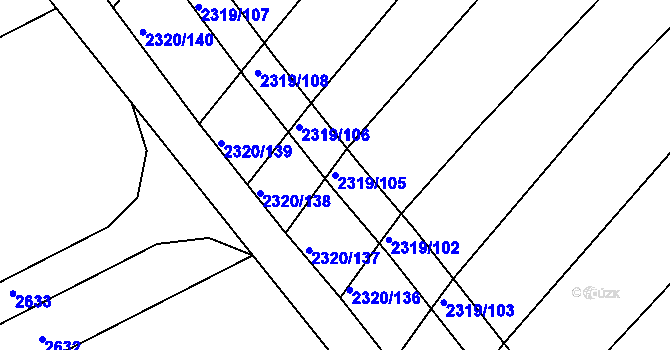 Parcela st. 2319/105 v KÚ Jezeřany, Katastrální mapa