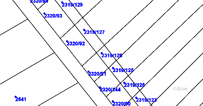 Parcela st. 2319/128 v KÚ Jezeřany, Katastrální mapa