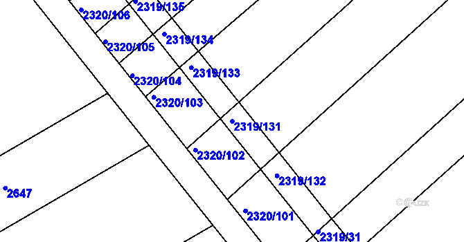 Parcela st. 2319/131 v KÚ Jezeřany, Katastrální mapa