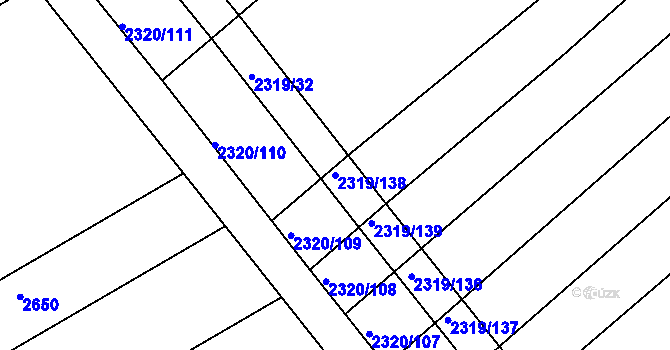 Parcela st. 2319/138 v KÚ Jezeřany, Katastrální mapa