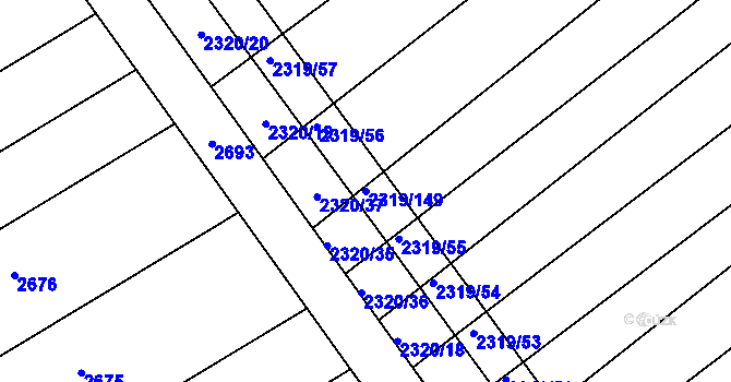 Parcela st. 2319/149 v KÚ Jezeřany, Katastrální mapa