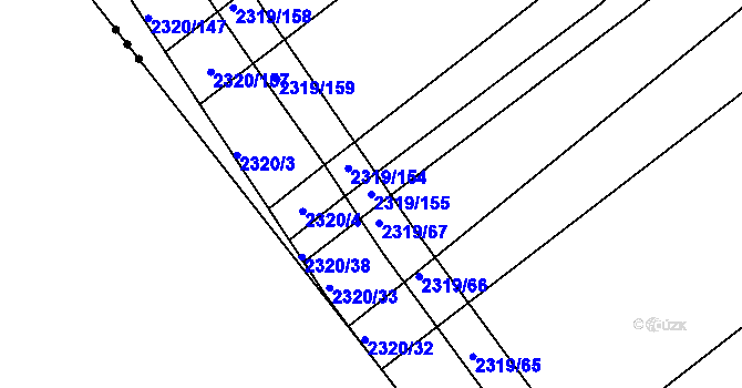 Parcela st. 2319/155 v KÚ Jezeřany, Katastrální mapa