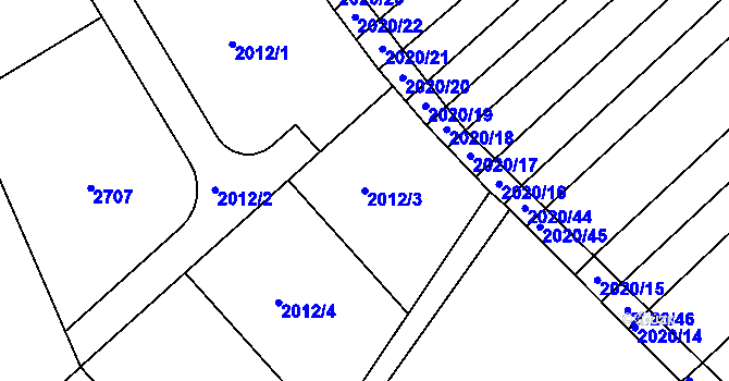 Parcela st. 2012/3 v KÚ Jezeřany, Katastrální mapa