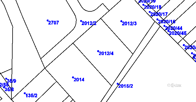 Parcela st. 2012/4 v KÚ Jezeřany, Katastrální mapa