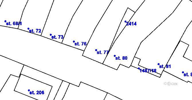 Parcela st. 77 v KÚ Maršovice, Katastrální mapa