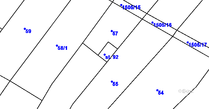 Parcela st. 92 v KÚ Maršovice, Katastrální mapa