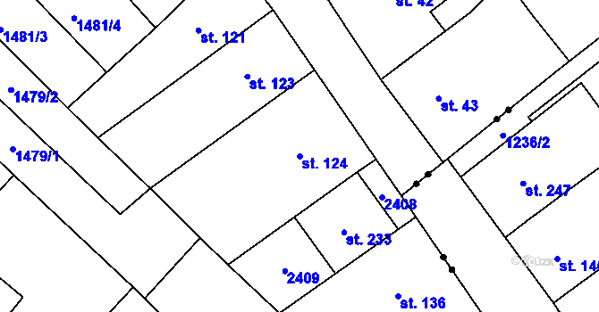 Parcela st. 124 v KÚ Maršovice, Katastrální mapa