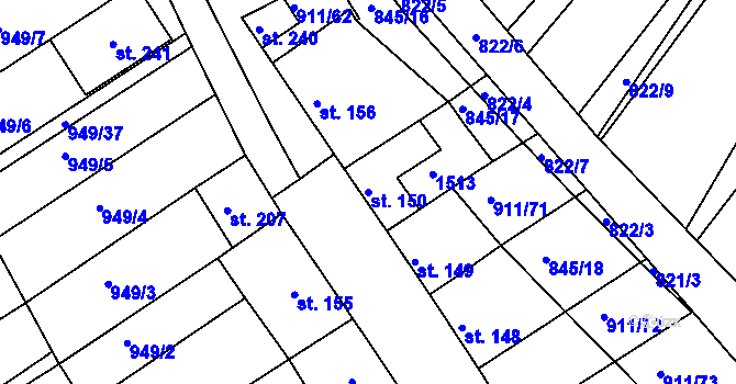 Parcela st. 150 v KÚ Maršovice, Katastrální mapa